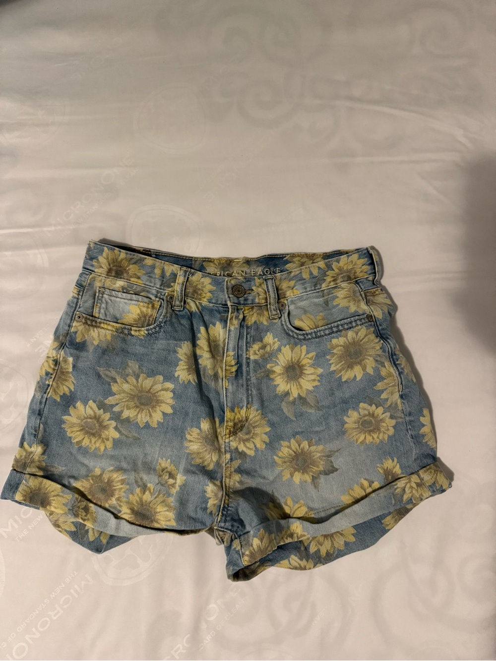 American Eagle Outfitters Blue Denim Sunflower Print Shorts